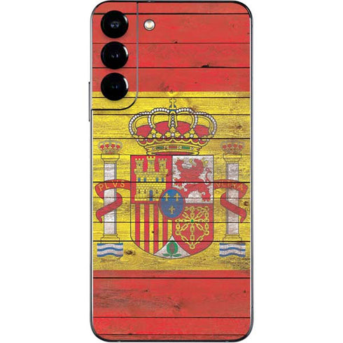 Spain Flag Dark Wood Galaxy S22 Plus Skin